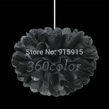 10pcs/lot Black 8 Inch (20cm)  Tissue Paper Pom Poms Paper  Flower Balls Crafts Christmas Wedding Party Decoration 2024 - buy cheap