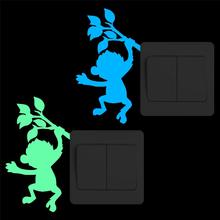 Lovely Monkey Holding the Branch Wall Sticker Glow in the Dark Cartoon Animal Switch Sticker Kids Room Home Decor Luminous Decal 2024 - buy cheap