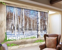 3D TV backdrop of snow birch 3d room wallpaper landscape Custom 3d mural wallpaper Wall Decoration 2024 - buy cheap