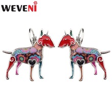 WEVENI Enamel Bull Terrier Dog Earrings Stud French Clip Alloy Novelty Animal Charms Jewelry For Girls Women Pet Lovers Gift New 2024 - buy cheap