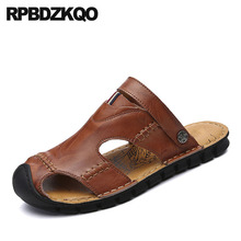 Playa Zapatillas Mulas Diapositivas Zapatos Sandalias Hombre Cuero Verano Marrón Italiano Negro Respirable Amarillo Punta Cerrada Agua 2024 - compra barato