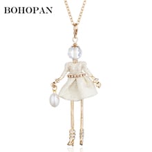 Crystal Doll Pendant Necklace For Women Cotton Dress Metal Rhinestone Belt Long Chain Necklace Pearl Handbag Jewelry Necklaces 2024 - buy cheap