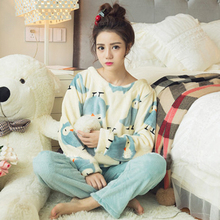 Winter flannel pajamas fashion comfortable women thickening coral fleece sleepwear warm 2024 - buy cheap