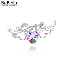 BeBella-broche de alas de corazón para mujer, 6 colores, hecho con Elementos Swarovski 2024 - compra barato