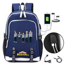 My Hero Academia USB Charging Laptop Backpack Nylon School Bags Canvas Travel Backpack Women Anime Midoriya Izuku Back Pack 2024 - buy cheap