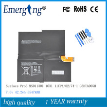 Bateria de laptop usada para microsoft surface pro 3 7.6, g3ht embutida, ferramenta, 5547 v, 1631 mah 2024 - compre barato