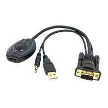 Кабель-адаптер для ПК, ноутбука, VGA, USB, 3,5 мм, аудио, HDMI, HDTV 2024 - купить недорого