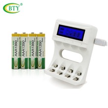 BTY AAA 1350 mAh Bateria Recarregável NI-MH 1.2 V 3A Com AA/AAA Carregador Display LCD A4 2024 - compre barato