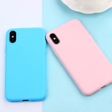 Capa colorida para iphone, capinha de silicone macio com cor pastel fosca para iphone x xs max 10 7 8 6 6s plus 2024 - compre barato