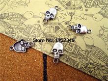 75pcs--Skull connectors, Antique Tibetan Silver Day of the Dead charm pendants 27x11mm 2024 - buy cheap