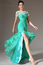 Женское вечернее платье-русалка, шифоновое длинное кружевное платье с рукавом-крылышком и разрезом, бальное платье для выпускного вечера 2024 - купить недорого