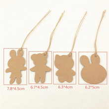 100Pcs Tags+100Pcs Hemp Strings Brown Blank Kraft Paper Cute Bear Rabbit Shape Price Hang Tags for Jewelry Box/Gift Cases Tags 2024 - buy cheap