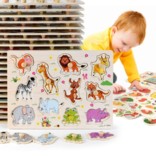 Quebra-cabeças de madeira montessori, brinquedos educativos, veículos, desenhos animados, animais marinhos, presente para criança 2024 - compre barato