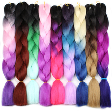 Leeven 24'' Jumbo Braids hair Synthetic Ombre Braiding Hair Extension 1piece crochet Braids Hair Expression Fiber Blue Pink 2024 - buy cheap