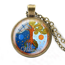 VILLWICE Fashion Tree Of Life Necklace Women Men Glass Cabochon Pendant Tattoos Meditation Art Mandala Jewelry Gifts 2018 2024 - buy cheap