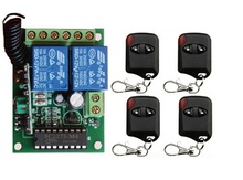 Sistema de interruptor com controle remoto sem fio, 12v, 2 canais, telescópico, 1 * receptor + 4 transmissores olho de gato, para portão de garagem