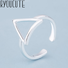 Anéis triangulares prateados vintage boêmios, para mulheres moda declaração joia ajustável anel de dedo para meninas presentes 2024 - compre barato
