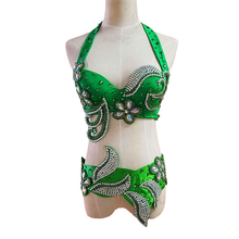 Customize Stage Performance Women Dance Clothing Beading Oriental Belly Dance Costume Set 2 Pieces Bra Belt 2024 - buy cheap