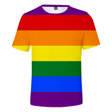 Camiseta de manga curta estampada 3d lgbt, camiseta casual de rua com gráfico de cores horizontal 3d para homens e mulheres, verão 2024 - compre barato