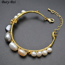 Handmade Wire Wrapped Natural Fresh Water Pearl Baroque Beads Bracelet Fashion Waman Jewelry 2024 - buy cheap