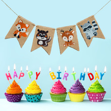 Jungle Animal Banner Pennant Woodland Fox Squirrel Deer Raccoon Garland Bunting for Baby Shower Kids Birthday Party Decorations 2024 - buy cheap