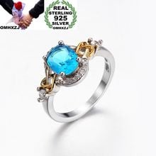 OMHXZJ Wholesale European Fashion Woman Man Party Wedding Gift White Oval Blue Green AAA Zircon 925 Sterling Silver Ring RR148 2024 - buy cheap