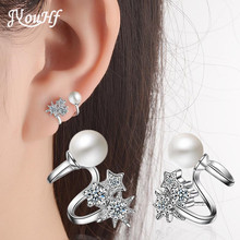 JYouHF 2017 New Fashion White Gold Plated Pearl Earrings for Women Classic Ear Cuff Piercing Earring Studs Wedding Party Jewelry 2024 - buy cheap