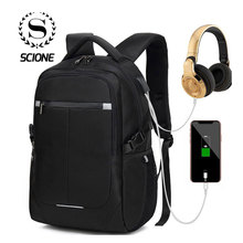 Scione Men Multifunction Reflective Backpack men USB Charging Headphone Travel Bagpack Waterproof Large Laptop Business Bags 2024 - buy cheap