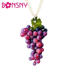 Bonsny-Collar de acrílico con forma de fruta de uva, Gargantilla con cadena, joyería única para mujeres, niñas y adolescentes 2024 - compra barato
