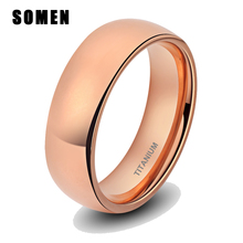 Anillo de titanio de oro rosa de 6MM para mujer, diseño de cúpula, anillo de compromiso, joyería de moda, ajuste cómodo 2024 - compra barato