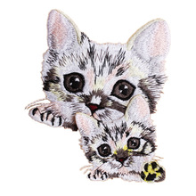2 шт./компл. Симпатичные нашивки с кошками для одежды, 3D нашивки с вышивкой в виде животных, «сделай сам», нашивки с утюгом для котят, аппликация для вышивки с животными, кошками 2024 - купить недорого