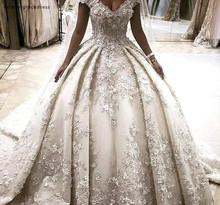 Princess Wedding Dresses 2019 Luxurious Appliques Off The Shoulder Country Garden Bride Bridal Gowns Plus Size Custom Made 2024 - buy cheap