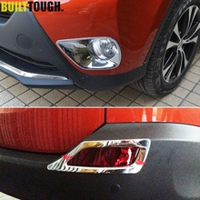 Ajuste para Toyota RAV4 2013 2014 2015 frente cromado + luz antiniebla trasera cubierta de luz antiniebla parachoques guarnición anillo de bisel moldeado 2in1 2024 - compra barato