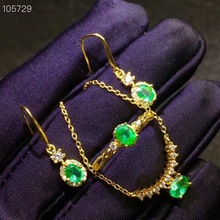 Natural and Real Emerald jewelry set Natural Real Emerald 925 sterling silver 1pc pendant,1pc ring ,2pcs Earring 2024 - buy cheap
