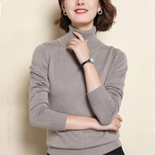 Мягкий кашемировый эластичный свитер с высоким воротником и пуловеры для женщин, Осень-зима, женский шерстяной вязаный брендовый свитер 2024 - купить недорого