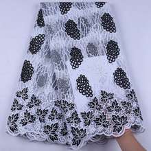 Latest African Tulle Milk Silk Lace French Net Stones Lace Fabric For Wedding Black White Embroidery African Lace Fabric S1644 2024 - buy cheap