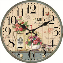 Non Ticking Rose Lavender Flower Living Room Bedroom coffee Vintage Wooden Clock Golden Sunflowers Decorative Silent Wall Clocks 2024 - buy cheap