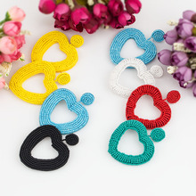Sehuoran 2019 New Design Oorbellen Boho Simple Handmade Heart Crystal Beads Earrings Statement Wedding Bridal Fashion Jewelry 2024 - buy cheap