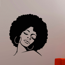 Big Earrings African Woman Fashion Pattern Wall Stickers for Background Hair Beauty Salon Vinyl Wallpaper Art Mural TA328 2024 - buy cheap