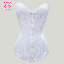 Sexy Bridal Corsets And Bustiers White Velvet Zipper Steel Boned Corset Overbust Gothic Corselet Women Corpetes E Espartilhos 2024 - buy cheap