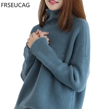 Autumn and winter new cashmere sweater women's high-necked knit long-sleeved pullover loose wool sweater warm and comfortable 2024 - buy cheap