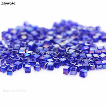 Isywaka 1980 pçs cubo 2mm azul profundo ab cor quadrado áustria cristal grânulo de vidro solto espaçador grânulo para diy jóias fazendo 2024 - compre barato