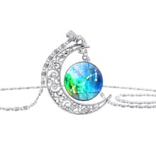 Ожерелье с полулуной и зодиаком, подвеска в виде полумесяца 2024 - купить недорого