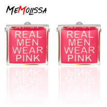 Memolissa New Design Mens Stainless Business Shirt Pink Square Wedding/Party Cufflinks For Mens Tie Accessories TOP Quality 2024 - buy cheap