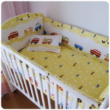 Promotion! 6PCS Car Cotton Baby Cot Bedding Set Newborn Cartoon Crib Bedding (bumper+sheet+pillow cover) 2024 - buy cheap