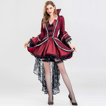 Красные готические викторианские костюмы на Хэллоуин для женщин, сексуальный костюм злого королевы, взрослый костюм вампира для косплея, искусственное платье 2024 - купить недорого