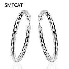 SMTCAT Women's Jewellery Earring 925 pure silver plated Fashion charm Beautiful big circle Hoop Earrings gift box free shipping 2024 - buy cheap