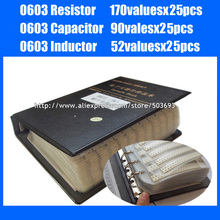 New 0603 SMD Resistor 0R~10M 1% 170valuesx25pcs + Capacitor 0.5pF~2.2uF 90valuesX25pcs + Inductor 52valuesx25pcs Sample Book 2024 - buy cheap
