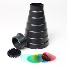 Snoot cónico de Metal con rejilla de panal, Kit de 5 filtros de Color para montaje para Flash de fotografía, estudio estroboscópico, monoluz 2024 - compra barato