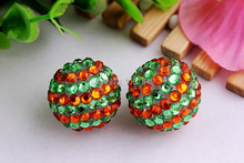 Kwoi vita Summer 20mm 100pcs/lot lime/orange color Chunky Resin Rhinestone Beads Ball for Kids Girls  Jewelry Making 2024 - buy cheap